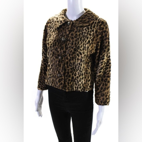 🆕 What Comes Around Goes Around Womens Anmal Print cropped Jacket Brown small - Picture 3 of 8